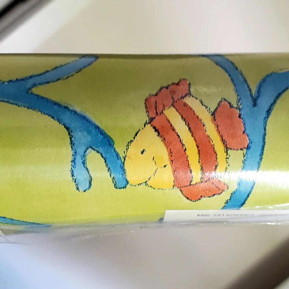 Vintage Norwall 3 Rolls 55.7sq.ft. Each, Lime/Blue Ocean Fish Wallpaper, NWT